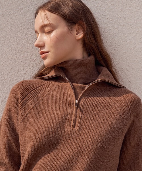 deBURN（デバーン）の「【deBURN 】ハーフジップアップニット / half zip up_KN（ニット/セーター・レディース・ブラック/ブラウン/カーキ/ライトベージュ・FREE）」の17枚目の写真