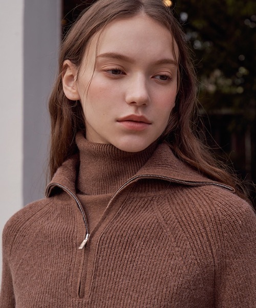 deBURN（デバーン）の「【deBURN 】ハーフジップアップニット / half zip up_KN（ニット/セーター・レディース・ブラック/ブラウン/カーキ/ライトベージュ・FREE）」の16枚目の写真