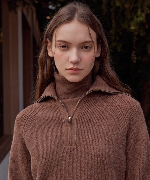 deBURN（デバーン）の「【deBURN 】ハーフジップアップニット / half zip up_KN（ニット/セーター・レディース・ブラック/ブラウン/カーキ/ライトベージュ・FREE）」の15枚目の写真