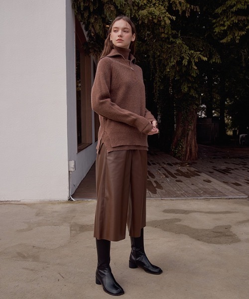 deBURN（デバーン）の「【deBURN 】ハーフジップアップニット / half zip up_KN（ニット/セーター・レディース・ブラック/ブラウン/カーキ/ライトベージュ・FREE）」の12枚目の写真