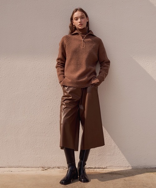 deBURN（デバーン）の「【deBURN 】ハーフジップアップニット / half zip up_KN（ニット/セーター・レディース・ブラック/ブラウン/カーキ/ライトベージュ・FREE）」の9枚目の写真