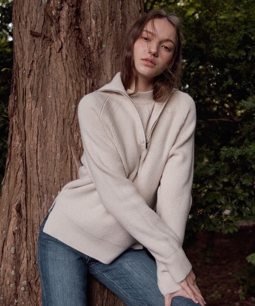 deBURN（デバーン）の「【deBURN 】ハーフジップアップニット / half zip up_KN（ニット/セーター・レディース・ブラック/ブラウン/カーキ/ライトベージュ・FREE）」の20枚目の写真