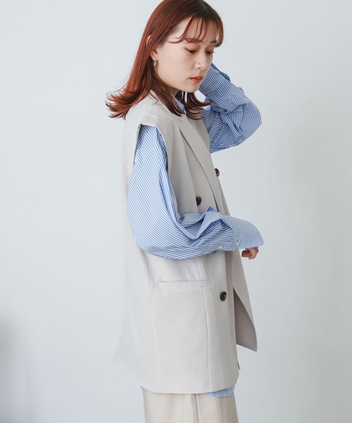 SENSE OF PLACE by URBAN RESEARCH（センスオブプレイスバイアーバンリサーチ）の「カルゼテーラードジレ（ベスト・レディース・ライトベージュ/ブラック・ONE）」の9枚目の写真
