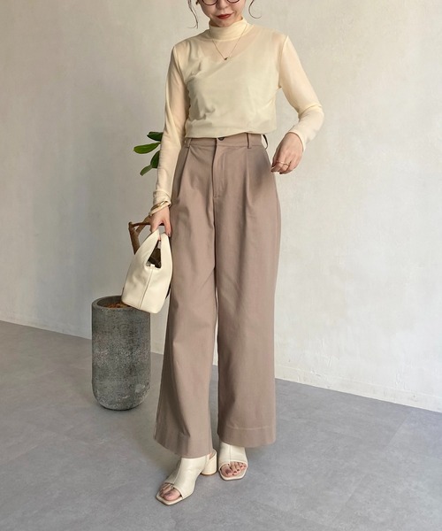CAPRICIEUX LE'MAGE(カプリシューレマージュ)の「ハイウエストワイドパンツ(その他パンツ・レディース・ブラック/モカ/ライトベージュ・38/36)」の5枚目の写真