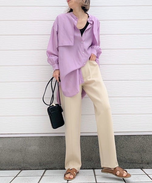 Q（キュー）の「ダンボール切替テーパードパンツ（その他パンツ・レディース・ベージュ/オリーブ・MEDIUM）」の9枚目の写真