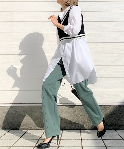 Q（キュー）の「ダンボール切替テーパードパンツ（その他パンツ・レディース・ベージュ/オリーブ・MEDIUM）」の8枚目の写真