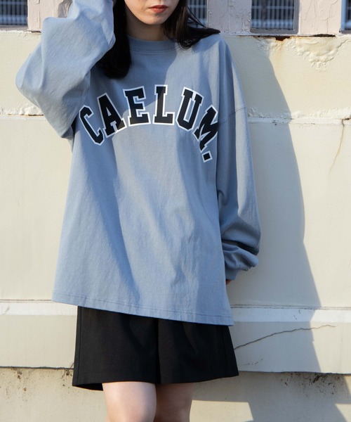 WEGO（ウィゴー）の「WEGO/ヘビーウエイト カレッジロゴBIGロンT（Tシャツ/カットソー・メンズ・ダークグリーン/パープル/サックスブルー/オートミール/杢グレー/グレー系その他・MEDIUM/LARGE）」の5枚目の写真