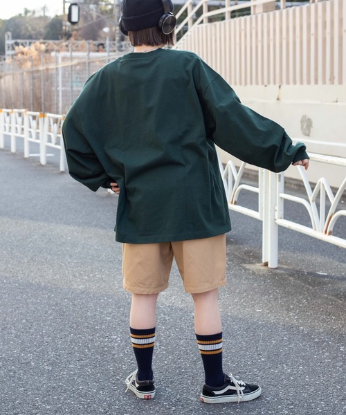 WEGO（ウィゴー）の「WEGO/ヘビーウエイト カレッジロゴBIGロンT（Tシャツ/カットソー・メンズ・ダークグリーン/パープル/サックスブルー/オートミール/杢グレー/グレー系その他・MEDIUM/LARGE）」の22枚目の写真