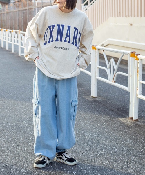 WEGO（ウィゴー）の「WEGO/ヘビーウエイト カレッジロゴBIGロンT（Tシャツ/カットソー・メンズ・ダークグリーン/パープル/サックスブルー/オートミール/杢グレー/グレー系その他・MEDIUM/LARGE）」の18枚目の写真