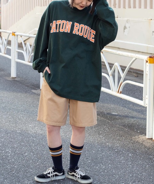 WEGO（ウィゴー）の「WEGO/ヘビーウエイト カレッジロゴBIGロンT（Tシャツ/カットソー・メンズ・ダークグリーン/パープル/サックスブルー/オートミール/杢グレー/グレー系その他・MEDIUM/LARGE）」の20枚目の写真