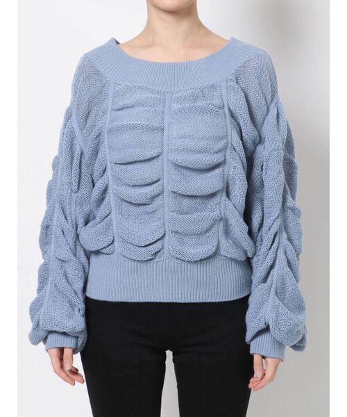 EMODA（エモダ）の「ワイドドレープニット（ニット/セーター・レディース・ブルー/アイボリー/ライム/ブラック・FREE）」の15枚目の写真