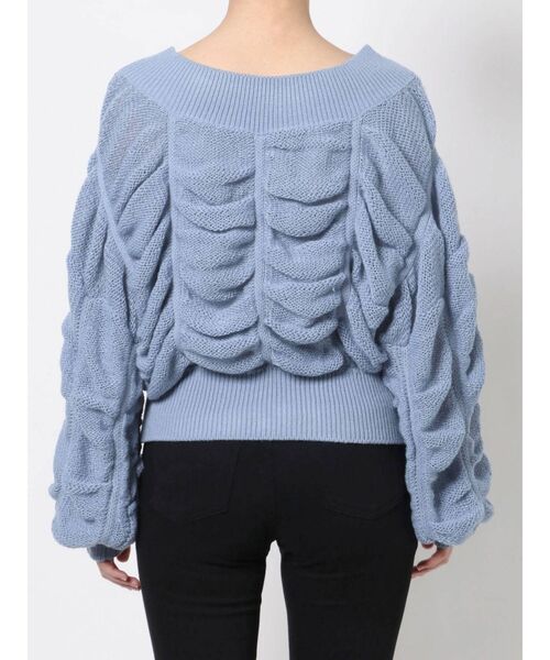 EMODA（エモダ）の「ワイドドレープニット（ニット/セーター・レディース・ブルー/アイボリー/ライム/ブラック・FREE）」の17枚目の写真