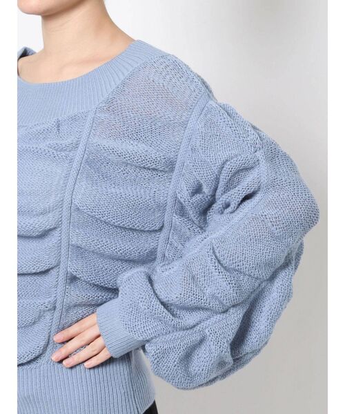 EMODA（エモダ）の「ワイドドレープニット（ニット/セーター・レディース・ブルー/アイボリー/ライム/ブラック・FREE）」の19枚目の写真