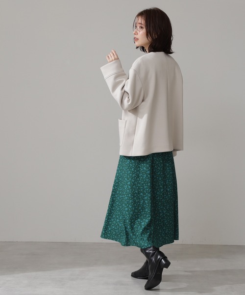 N.（N. Natural Beauty Basic）（エヌエヌナチュラルビューティーベーシック）の「◆ノーカラーダンボールブルゾン（ブルゾン・レディース・ネイビー/オフホワイト/ライトグリーン・MEDIUM）」の5枚目の写真