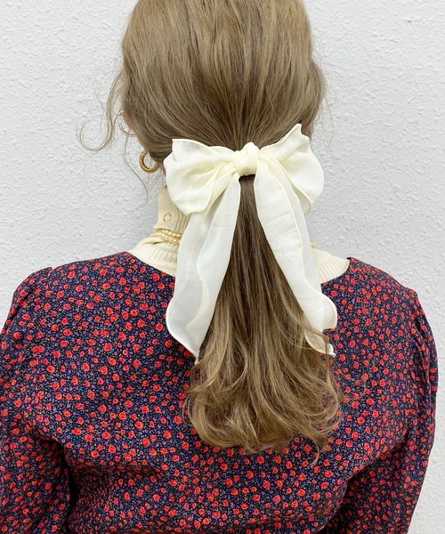 白鳥♡ カノンリボン ロング チュール♡ ハンドメイド リボン