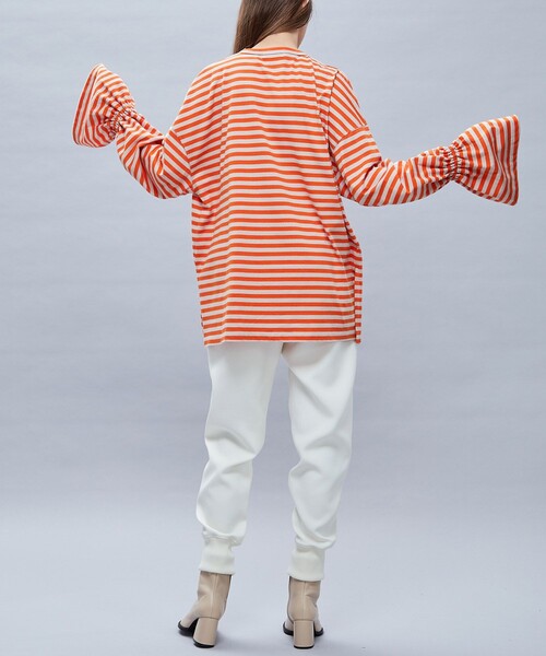 MATURED（マチュアード）の「【MATURED/マチュアード】デザインボーダートップス（Tシャツ/カットソー・レディース・ベージュ/オレンジ/ブルー・FREE）」の18枚目の写真