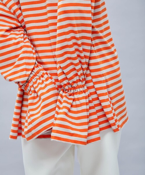 MATURED（マチュアード）の「【MATURED/マチュアード】デザインボーダートップス（Tシャツ/カットソー・レディース・ベージュ/オレンジ/ブルー・FREE）」の21枚目の写真