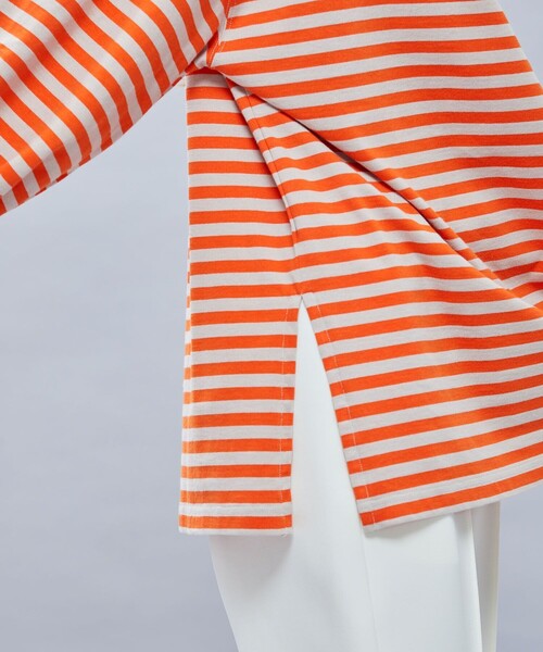 MATURED（マチュアード）の「【MATURED/マチュアード】デザインボーダートップス（Tシャツ/カットソー・レディース・ベージュ/オレンジ/ブルー・FREE）」の22枚目の写真