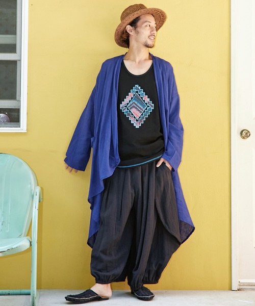 チャイハネ（チャイハネ）の「【チャイハネ】ドレープMEN'S変形ロングカーディガン（カーディガン/ボレロ・メンズ・ブラック/ブラウン/グリーン系その他/ホワイト/ベージュ/ネイビー/キャメル/グレー/ホワイト系その他・FREE）」の8枚目の写真