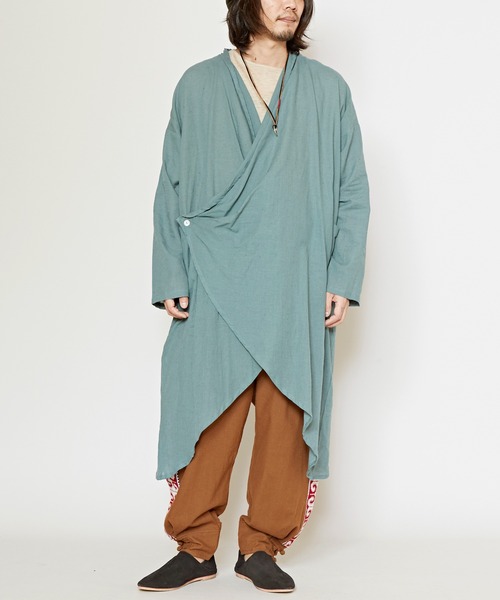 チャイハネ】ドレープMEN'S変形ロングカーディガン（カーディガン