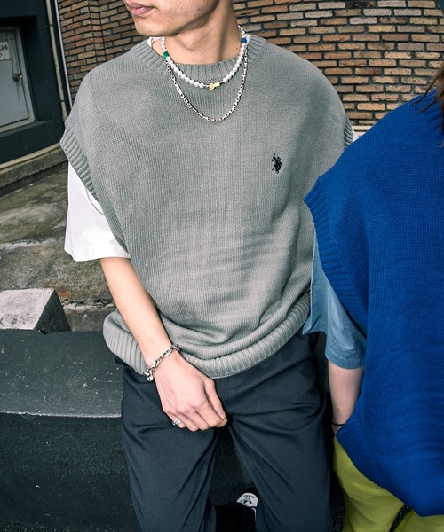 U.S. POLO ASSN.(ユーエスポロアッスン)の「【U.S. POLO ASSN./ユーエスポロアッスン】別注ワンポイント刺繍ベスト/ユニセックス/ニットベスト(ベスト・メンズ・ネイビー/サックスブルー/ブラック/グリーン/ブルー・SMALL/LARGE/MEDIUM)」の5枚目の写真