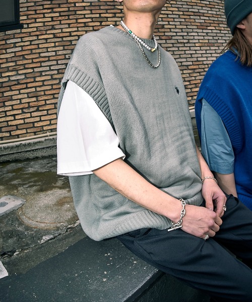 U.S. POLO ASSN.(ユーエスポロアッスン)の「【U.S. POLO ASSN./ユーエスポロアッスン】別注ワンポイント刺繍ベスト/ユニセックス/ニットベスト(ベスト・メンズ・ネイビー/サックスブルー/ブラック/グリーン/ブルー・SMALL/LARGE/MEDIUM)」の7枚目の写真