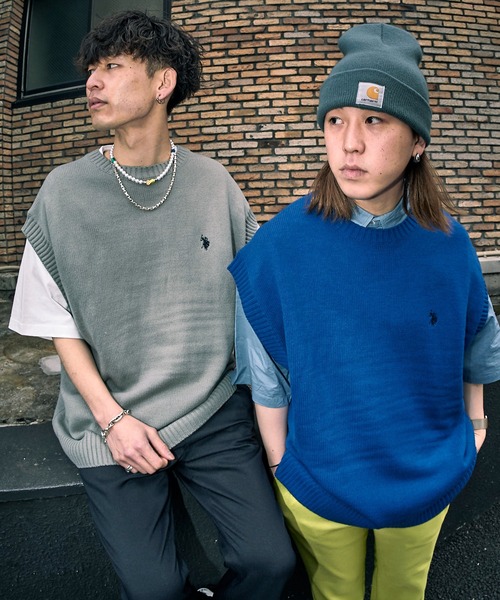 U.S. POLO ASSN.(ユーエスポロアッスン)の「【U.S. POLO ASSN./ユーエスポロアッスン】別注ワンポイント刺繍ベスト/ユニセックス/ニットベスト(ベスト・メンズ・ネイビー/サックスブルー/ブラック/グリーン/ブルー・SMALL/LARGE/MEDIUM)」の8枚目の写真