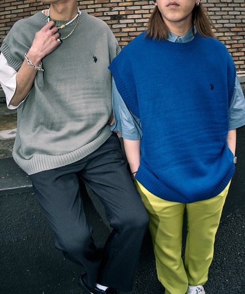 U.S. POLO ASSN.(ユーエスポロアッスン)の「【U.S. POLO ASSN./ユーエスポロアッスン】別注ワンポイント刺繍ベスト/ユニセックス/ニットベスト(ベスト・メンズ・ネイビー/サックスブルー/ブラック/グリーン/ブルー・SMALL/LARGE/MEDIUM)」の9枚目の写真