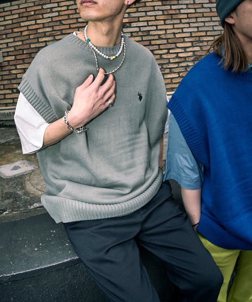 U.S. POLO ASSN.(ユーエスポロアッスン)の「【U.S. POLO ASSN./ユーエスポロアッスン】別注ワンポイント刺繍ベスト/ユニセックス/ニットベスト(ベスト・メンズ・ネイビー/サックスブルー/ブラック/グリーン/ブルー・SMALL/LARGE/MEDIUM)」の6枚目の写真