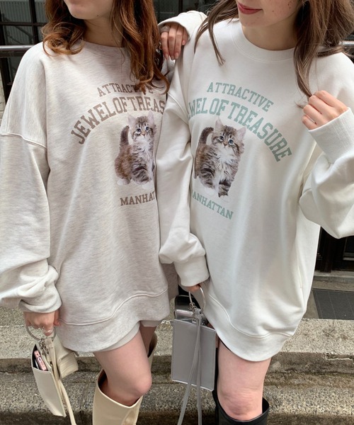 OLIVE des OLIVE(オリーブデオリーブ)の「【ZOZO限定】ルーズなCat裏毛スウェット(スウェット・レディース・ライトグレー/オフホワイト・FREE)」の15枚目の写真