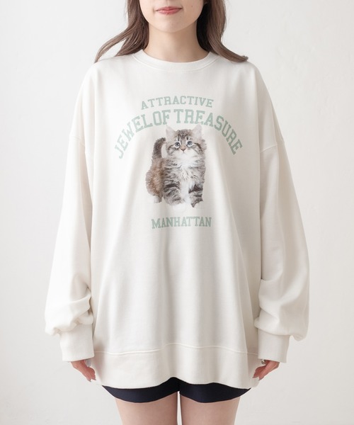 OLIVE des OLIVE(オリーブデオリーブ)の「【ZOZO限定】ルーズなCat裏毛スウェット(スウェット・レディース・ライトグレー/オフホワイト・FREE)」の10枚目の写真