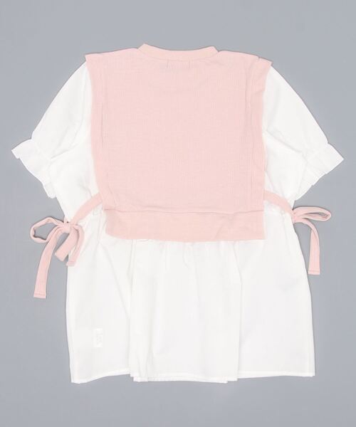 LOVETOXIC(ラブトキシック)の「ベストレイヤード半袖ブラウス(アンサンブル・キッズ・ベージュ/ピンク/ライトグリーン・L/S/SS/M)」の4枚目の写真