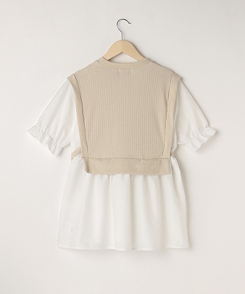 LOVETOXIC(ラブトキシック)の「ベストレイヤード半袖ブラウス(アンサンブル・キッズ・ベージュ/ピンク/ライトグリーン・L/S/SS/M)」の5枚目の写真