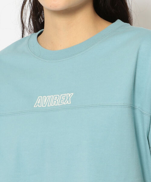 AVIREX（アヴィレックス）の「SLEEVE OPEN EMBROIDERY T-SHIRT/ スリーブオープン刺繍ティーシャツ（Tシャツ/カットソー・レディース・オフホワイト/レッド/サックスブルー/ブラック・FREE）」の7枚目の写真