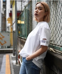 AVIREX | SLEEVE OPEN EMBROIDERY T-SHIRT/ スリーブオープン刺繍ティーシャツ(Tシャツ/カットソー)
