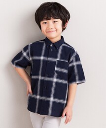 COMME CA ISM（コムサイズム）の「リネン混　ビックチェック柄シャツ（シャツ/ブラウス・キッズ）」