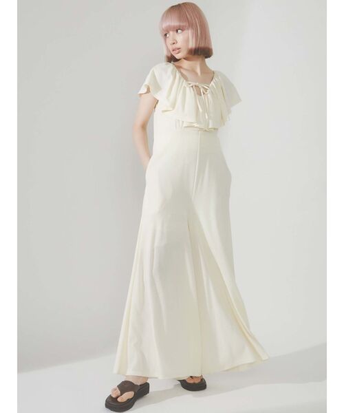 merry jenny（メリージェニー）の「リラクシーフリルオールインワン（つなぎ/オールインワン・レディース・アイボリー/ブラック/ベージュ・FREE）」の14枚目の写真