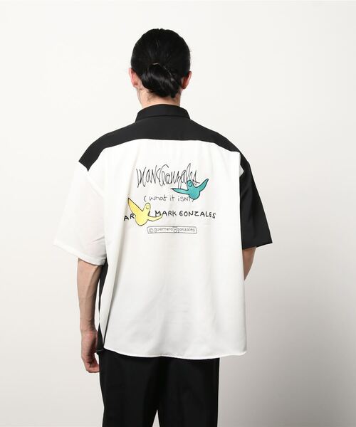 （What it isNt）ART BY MARKGONZALES（ワットイットイズント）の「【h】〔(what it isNT)ART BY MARK GONZALES〕バック刺繍ワークシャツ　半袖（シャツ/ブラウス・メンズ・ホワイト/グリーン/その他2/その他1/ブラック・X-LARGE/MEDIUM/LARGE）」の21枚目の写真