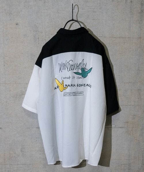 （What it isNt）ART BY MARKGONZALES（ワットイットイズント）の「【h】〔(what it isNT)ART BY MARK GONZALES〕バック刺繍ワークシャツ　半袖（シャツ/ブラウス・メンズ・ホワイト/グリーン/その他2/その他1/ブラック・X-LARGE/MEDIUM/LARGE）」の4枚目の写真