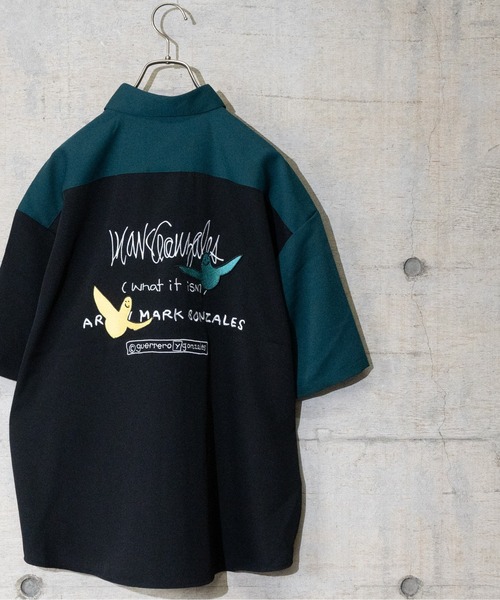 （What it isNt）ART BY MARKGONZALES（ワットイットイズント）の「【h】〔(what it isNT)ART BY MARK GONZALES〕バック刺繍ワークシャツ　半袖（シャツ/ブラウス・メンズ・ホワイト/グリーン/その他2/その他1/ブラック・X-LARGE/MEDIUM/LARGE）」の18枚目の写真