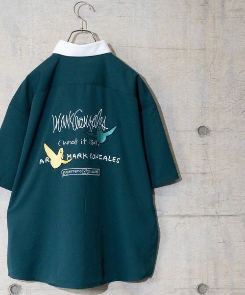 （What it isNt）ART BY MARKGONZALES（ワットイットイズント）の「【h】〔(what it isNT)ART BY MARK GONZALES〕バック刺繍ワークシャツ　半袖（シャツ/ブラウス・メンズ・ホワイト/グリーン/その他2/その他1/ブラック・X-LARGE/MEDIUM/LARGE）」の16枚目の写真