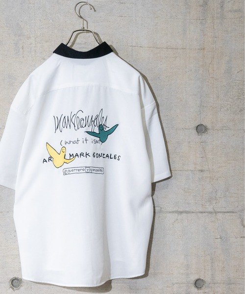 （What it isNt）ART BY MARKGONZALES（ワットイットイズント）の「【h】〔(what it isNT)ART BY MARK GONZALES〕バック刺繍ワークシャツ　半袖（シャツ/ブラウス・メンズ・ホワイト/グリーン/その他2/その他1/ブラック・X-LARGE/MEDIUM/LARGE）」の11枚目の写真