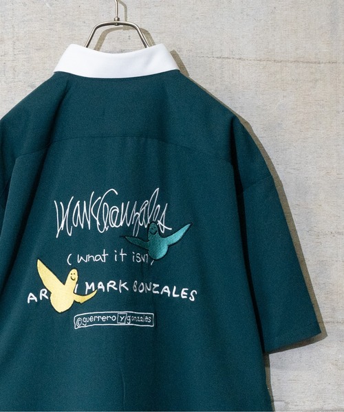 （What it isNt）ART BY MARKGONZALES（ワットイットイズント）の「【h】〔(what it isNT)ART BY MARK GONZALES〕バック刺繍ワークシャツ　半袖（シャツ/ブラウス・メンズ・ホワイト/グリーン/その他2/その他1/ブラック・X-LARGE/MEDIUM/LARGE）」の15枚目の写真