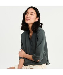 AIGLE | 吸水速乾 スキッパーネック プルオーバー 七分袖ブラウス(シャツ/ブラウス)