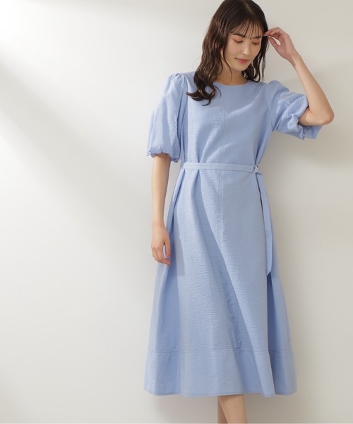 パフスリーブサッカーワンピース ワンピース Basic Natural Natural Basic ナチュラルビューティーベーシック のファッション ワンピース ドレス Beauty 直売直送の