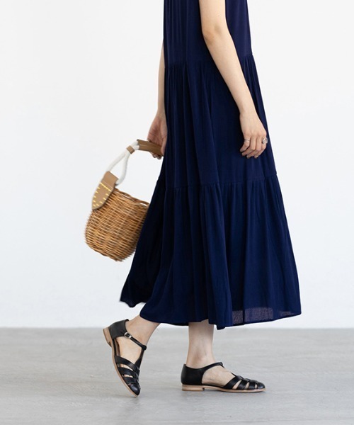 楊柳素材ティアードワンピース