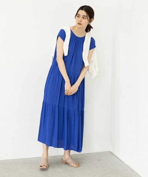 楊柳素材ティアードワンピース