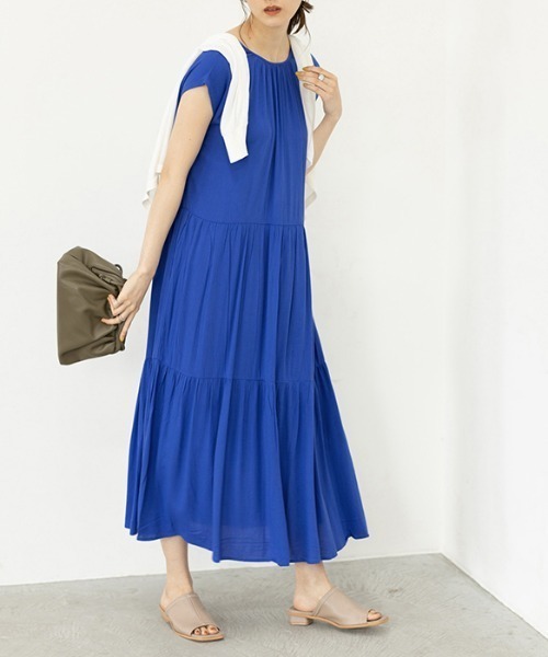 楊柳素材ティアードワンピース