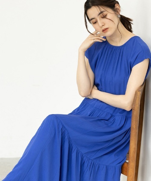 楊柳素材ティアードワンピース