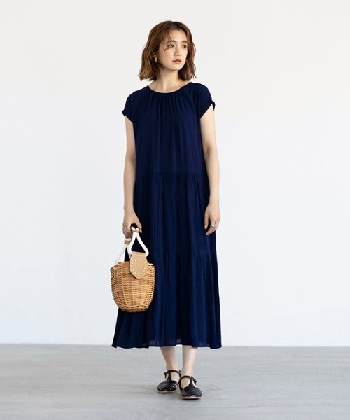 GeeRA(ジーラ)の「楊柳素材ティアードワンピース(ワンピース・レディース・ネイビー/ブルー/オレンジ・LARGE/MEDIUM/X-LARGE)」の17枚目の写真